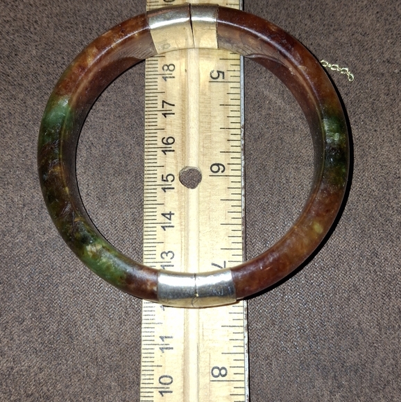 Gemstone 14k gold hinged bangle - Picture 4 of 6